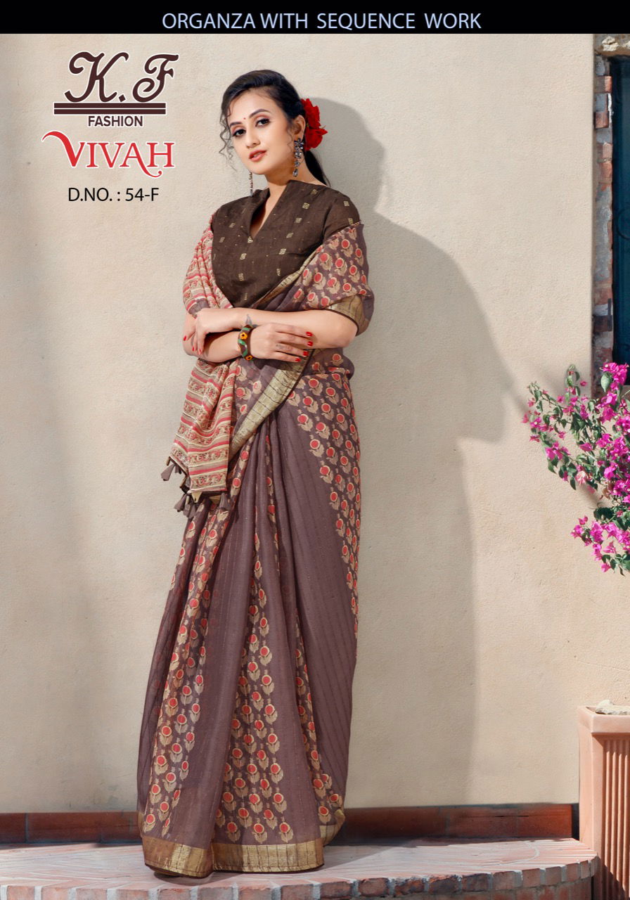 KF VIVAH 54 Latest Designer Ethnic Wear Organza Print New Saree Collection